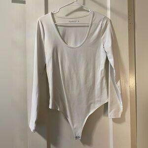 Abercrombie Long Sleeve Scoopneck Bodysuit - White